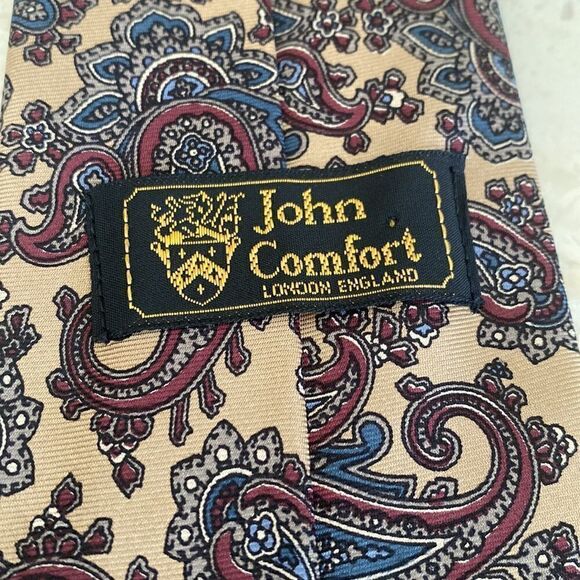 John Comfort London England Silk Paisley Tie - Picture 4 of 7